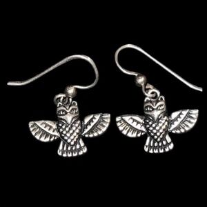 Kabana Sterling Silver 925 Owl Dangle Earrings with French hook closure